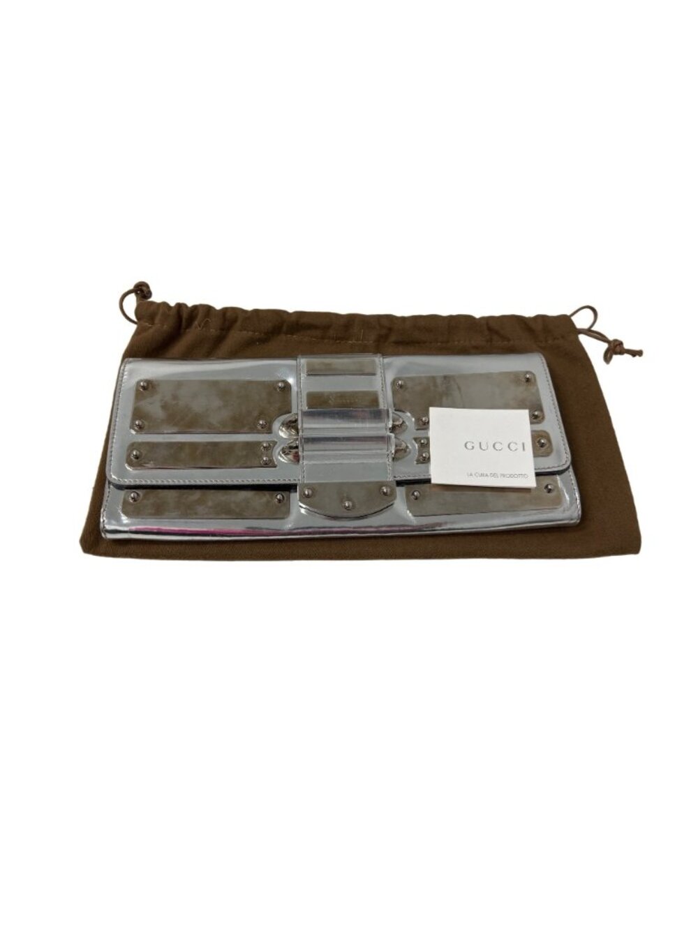Gucci Silver Mirror Patent Leather Clutch - Picture 8 of 9